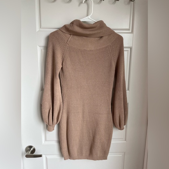 Greer Off The Shoulder Sweater Dress – Taupe XS - Picture 5 of 5